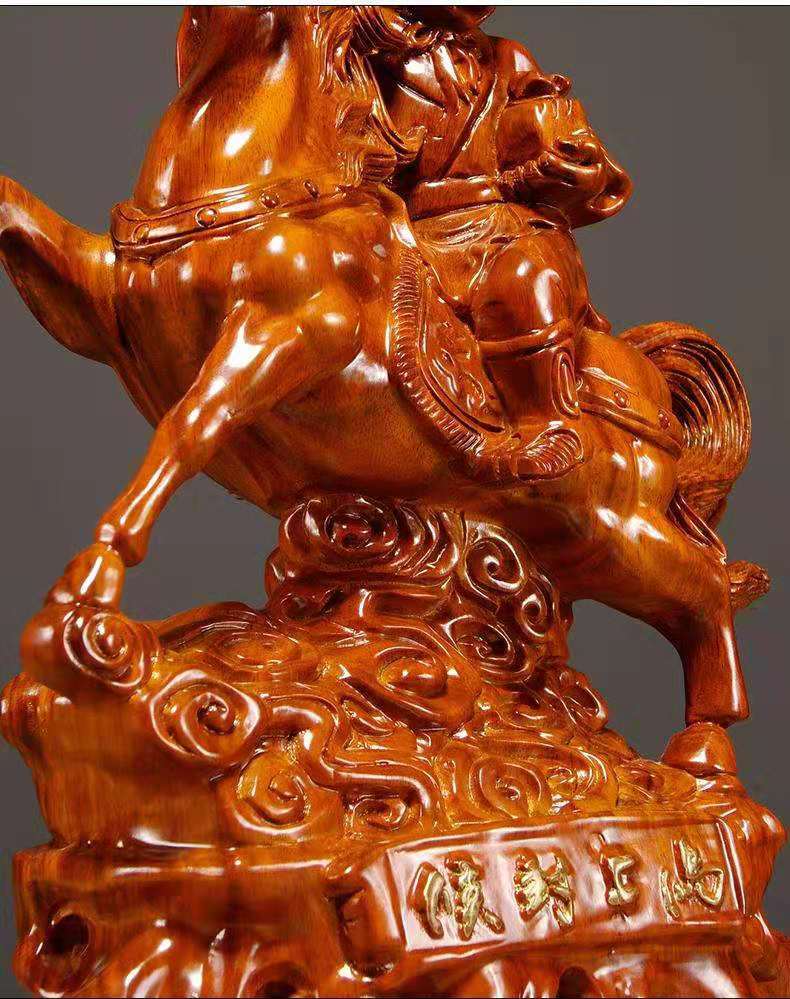 汤河店黄花梨木雕马上封侯摆件 招财旺运，提升家居格调